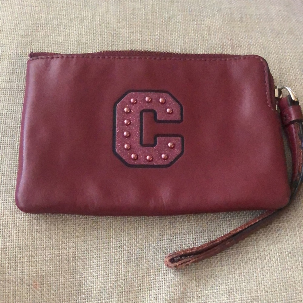 Coach Corner zip Smooth Crimson Leather wristlet